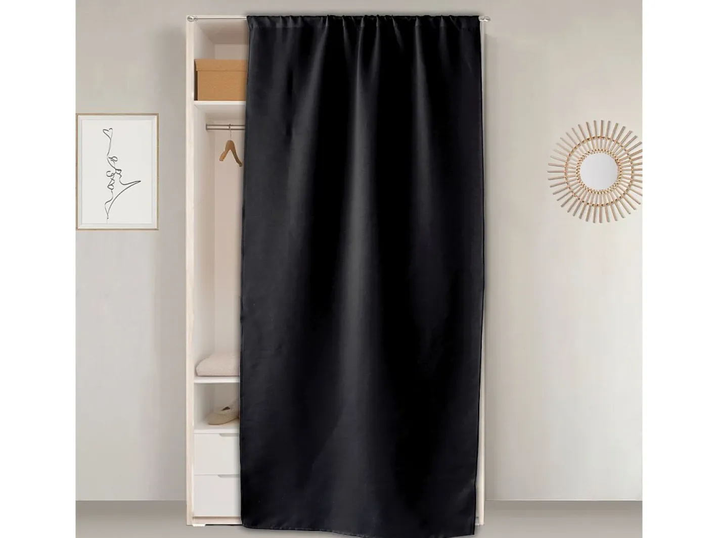 Hot ENJOY HOME Cortina de puerta opaca 90 x 210 cm Negro