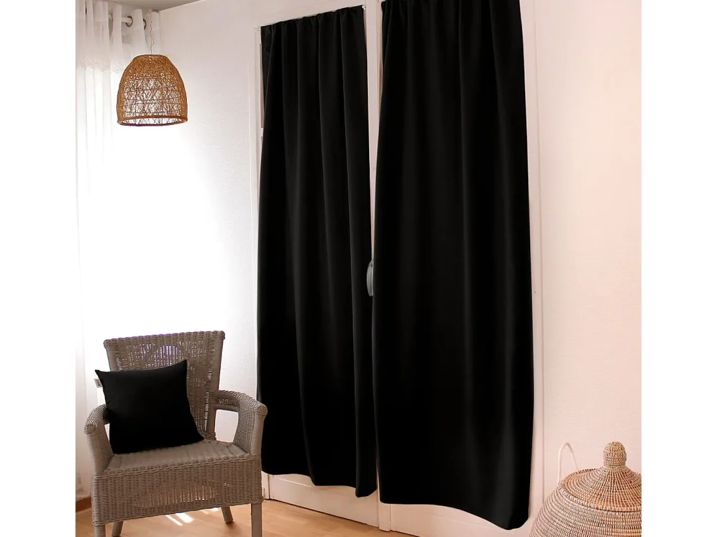 Hot ENJOY HOME Cortina de puerta opaca 90 x 210 cm Negro