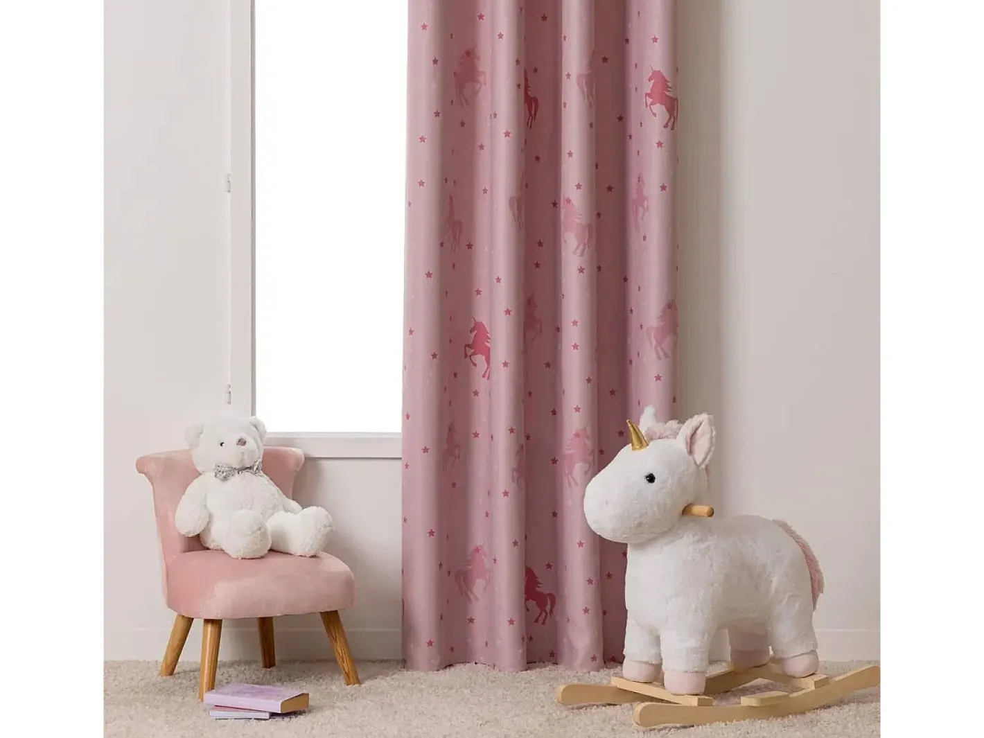 Atmosphera for Kids Cortina de unicornio fosforescente 140 x 250 cm Rosa Online