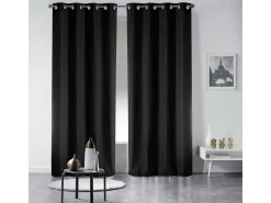 Best Douceur d'intérieur Cortina esencial lisa con ollaos Negro
