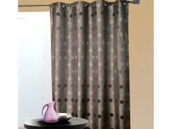 Cortina jacquard lunares 140 x 260 cm Marru00f3n Outlet