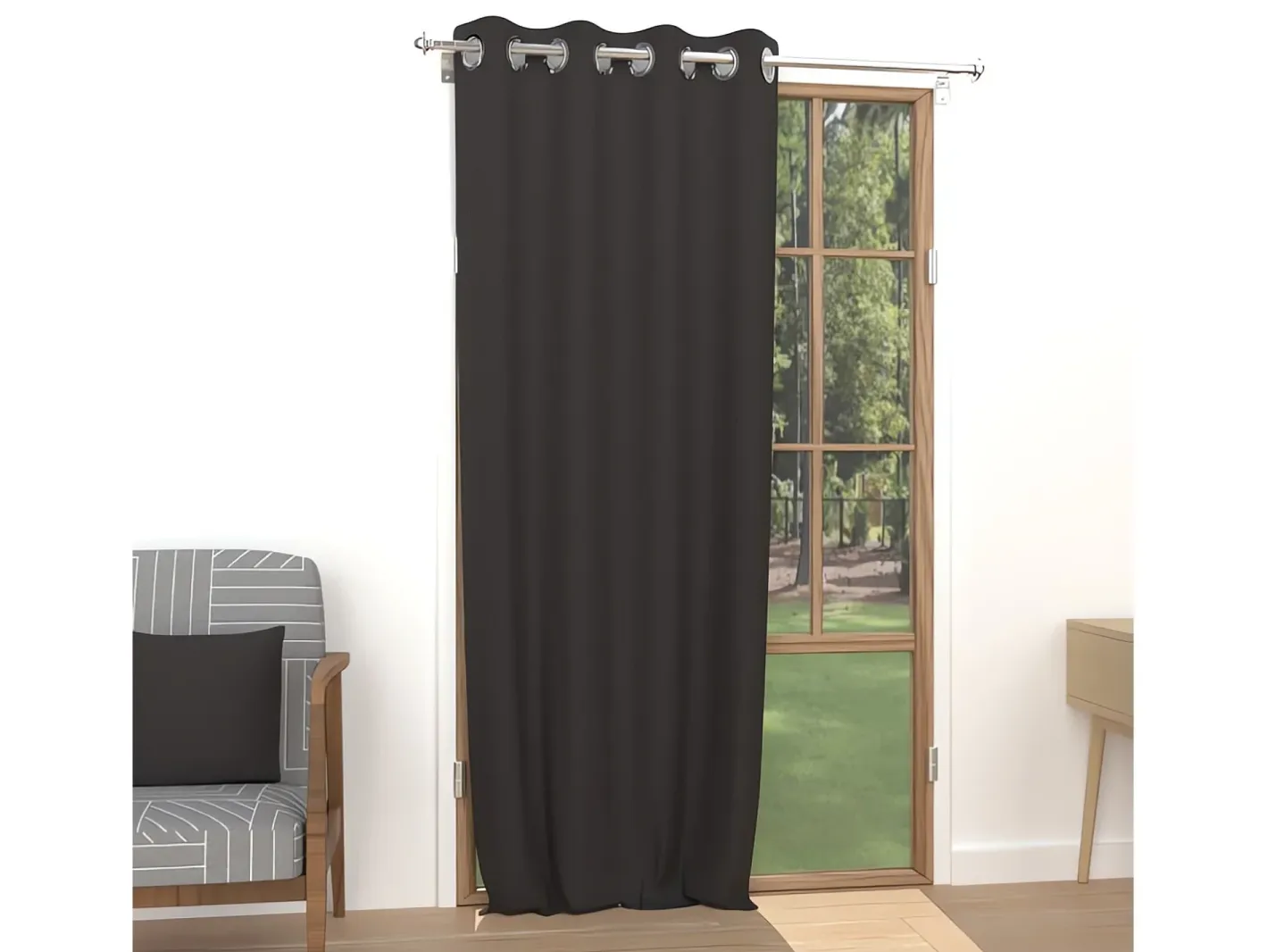 Soleil d'ocre Cortina lisa con ojales antiarrugas 135X250 ALIX Negro Hot