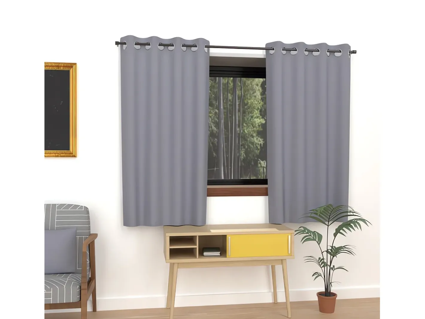 Soleil d'ocre Cortina lisa con ojales antiarrugas 135x180 cm ALIX Gris New