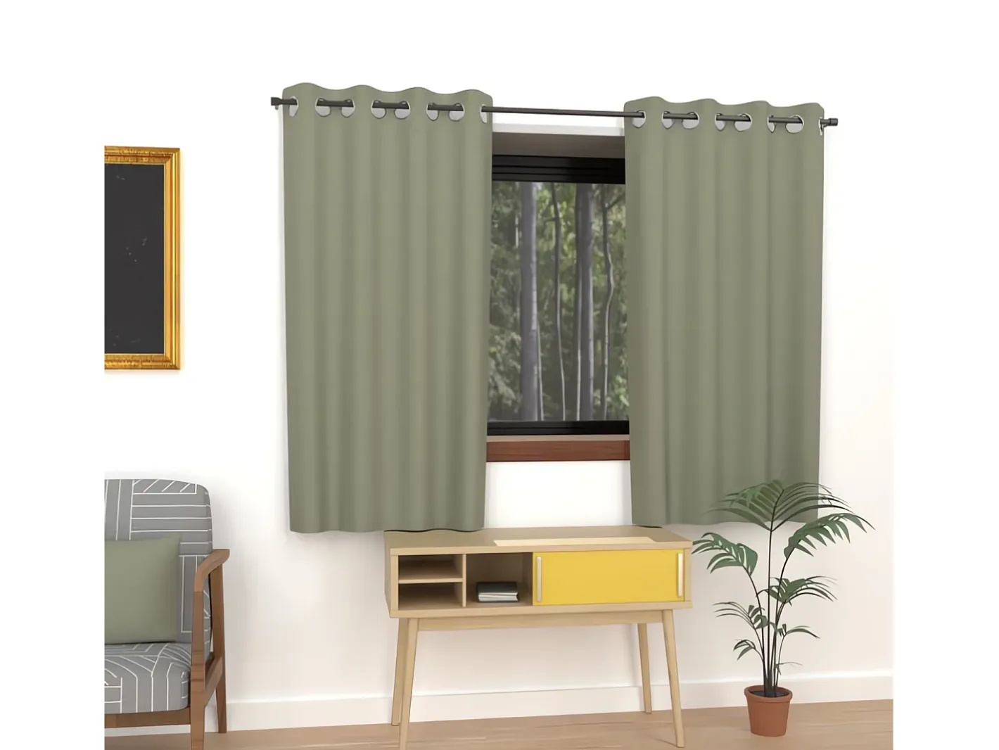 Soleil d'ocre Ropa De Casa-Cortina lisa con ojales antiarrugas 135x180 cm ALIX caqui, por Verde