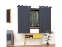 Outlet Soleil d'ocre Cortina lisa con ojales antiarrugas 135x180 cm ALIX blue jeans Azul oscuro