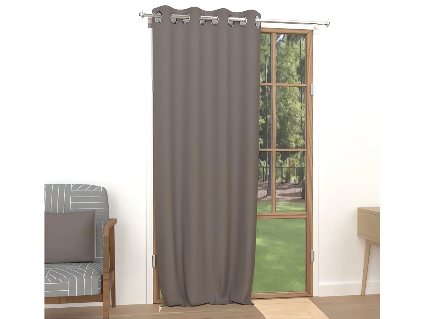 Soleil d'ocre Cortina lisa con ojales antiarrugas 135x250 cm ALIX mocha Marru00f3n Best