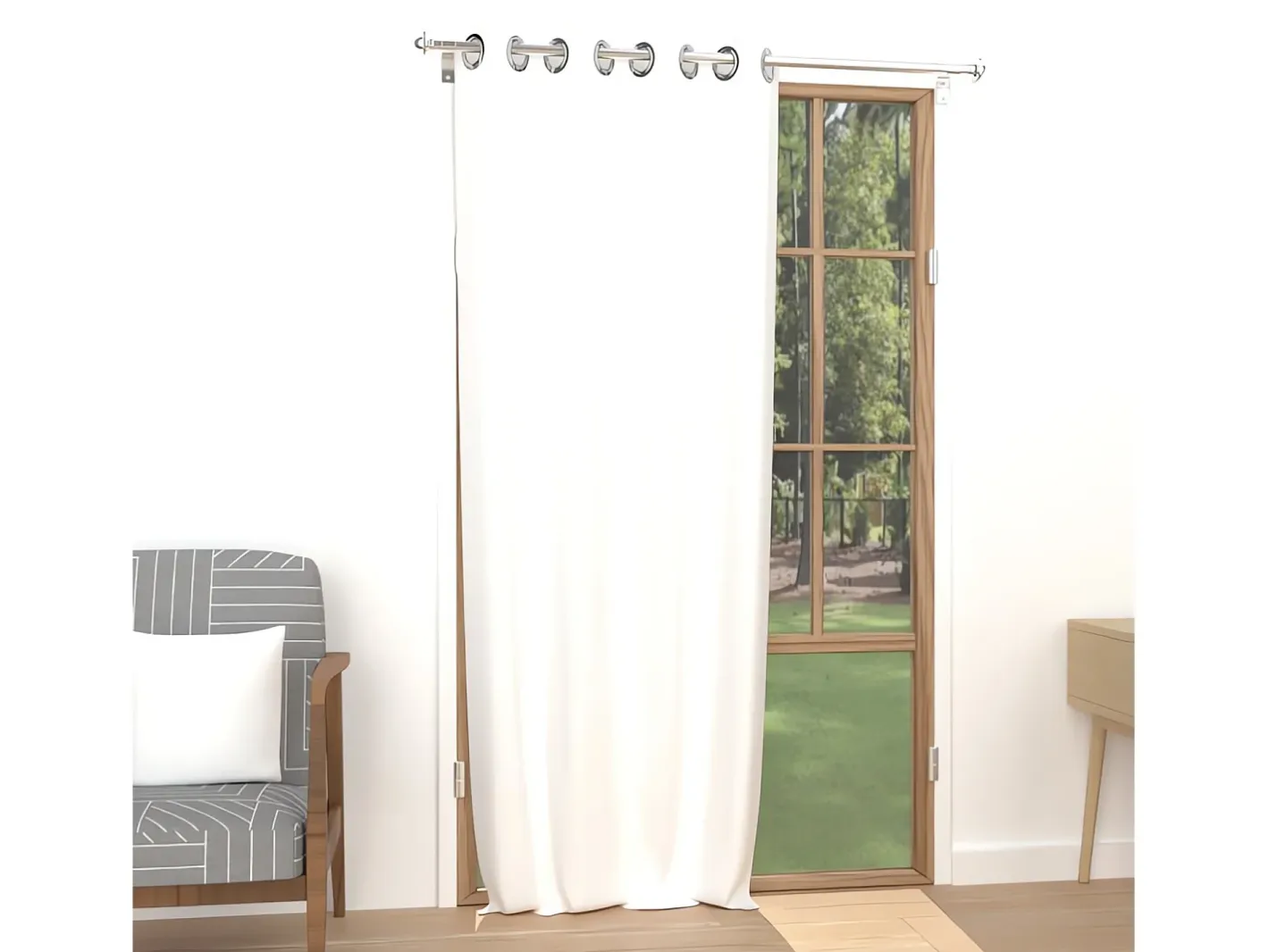Soleil d'ocre Cortina lisa con ojales antiarrugas 135x250 cm ALIX Blanco
