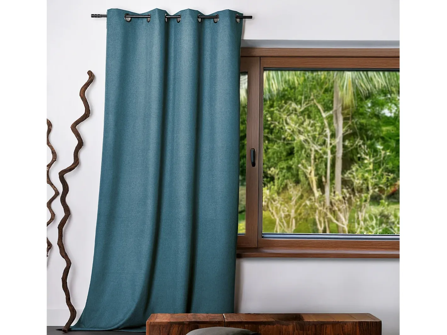 Ropa De Casa-Cortina lisa Oxford 100% opaca 140 x 240 cm Azul
