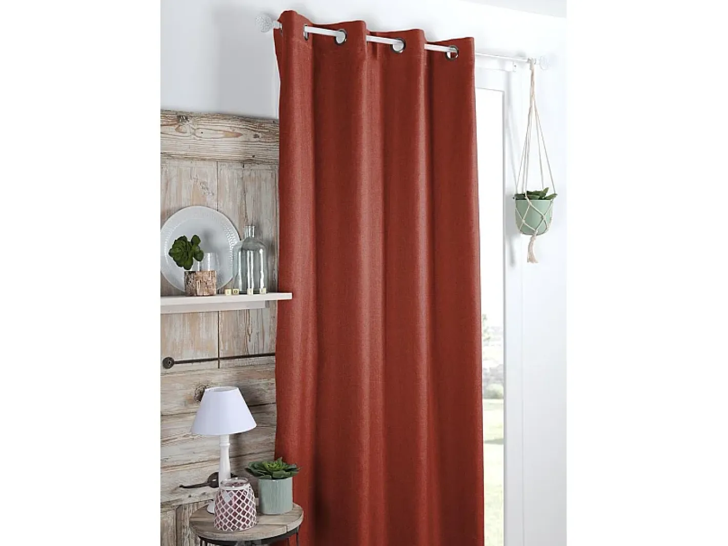 marque Ropa De Casa-Cortina ocultante unida tramada 140 x 260 cm Terracota