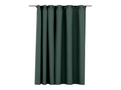 Cortina opaca con ganchos look de lino 290x245 cm ES353767 Verde Outlet