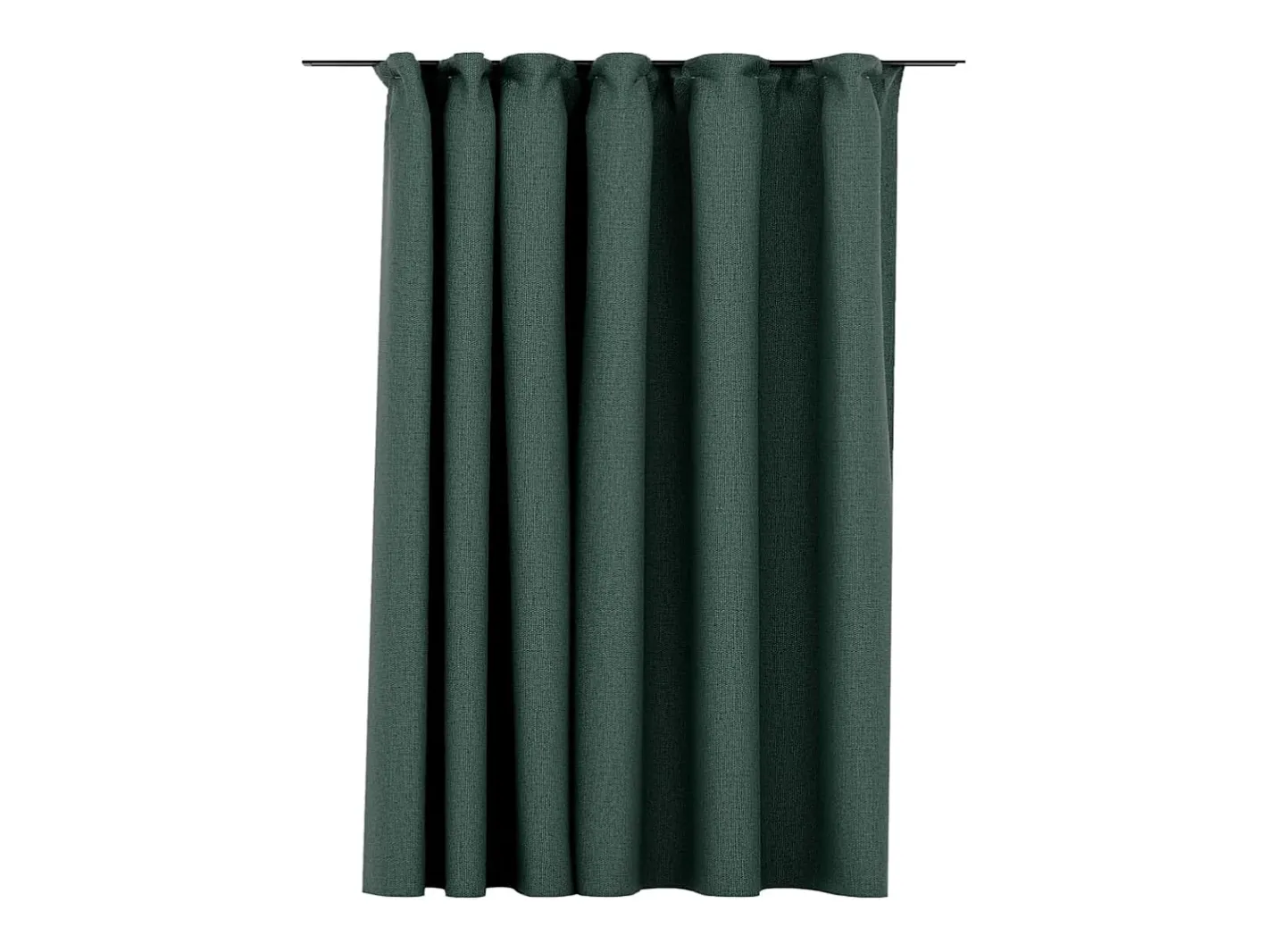 Cortina opaca con ganchos look de lino 290x245 cm ES353767 Verde Outlet