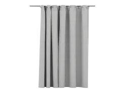Ropa De Casa-Cortina opaca con ganchos look de lino 290x245 cm ES458361 Gris
