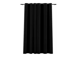 Cortina opaca con ojales look de lino 290x245 cm ES793549 Negro