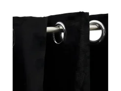 Cortina opaca con ojales look de lino 290x245 cm ES793549 Negro