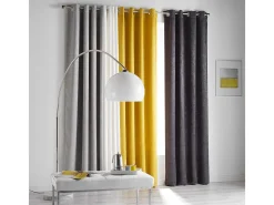 Douceur d'intérieur Cortina opaca efecto terciopelo "piel" 140 x 240 cm Amarillo Discount