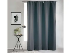 Douceur d'intérieur Ropa De Casa-Cortina opaca lisa con ollaos 135 x 240 cm Gris