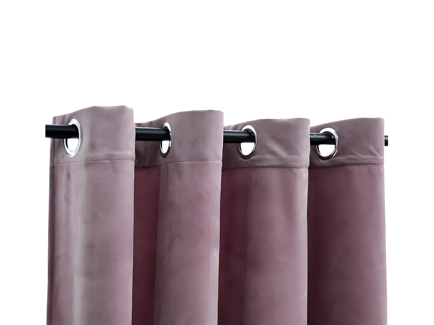 Cortina opaca y anillas metal terciopelo viejo 290x245cm ES545912 Rosa New