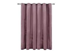 Cortina opaca y anillas metal terciopelo viejo 290x245cm ES545912 Rosa New