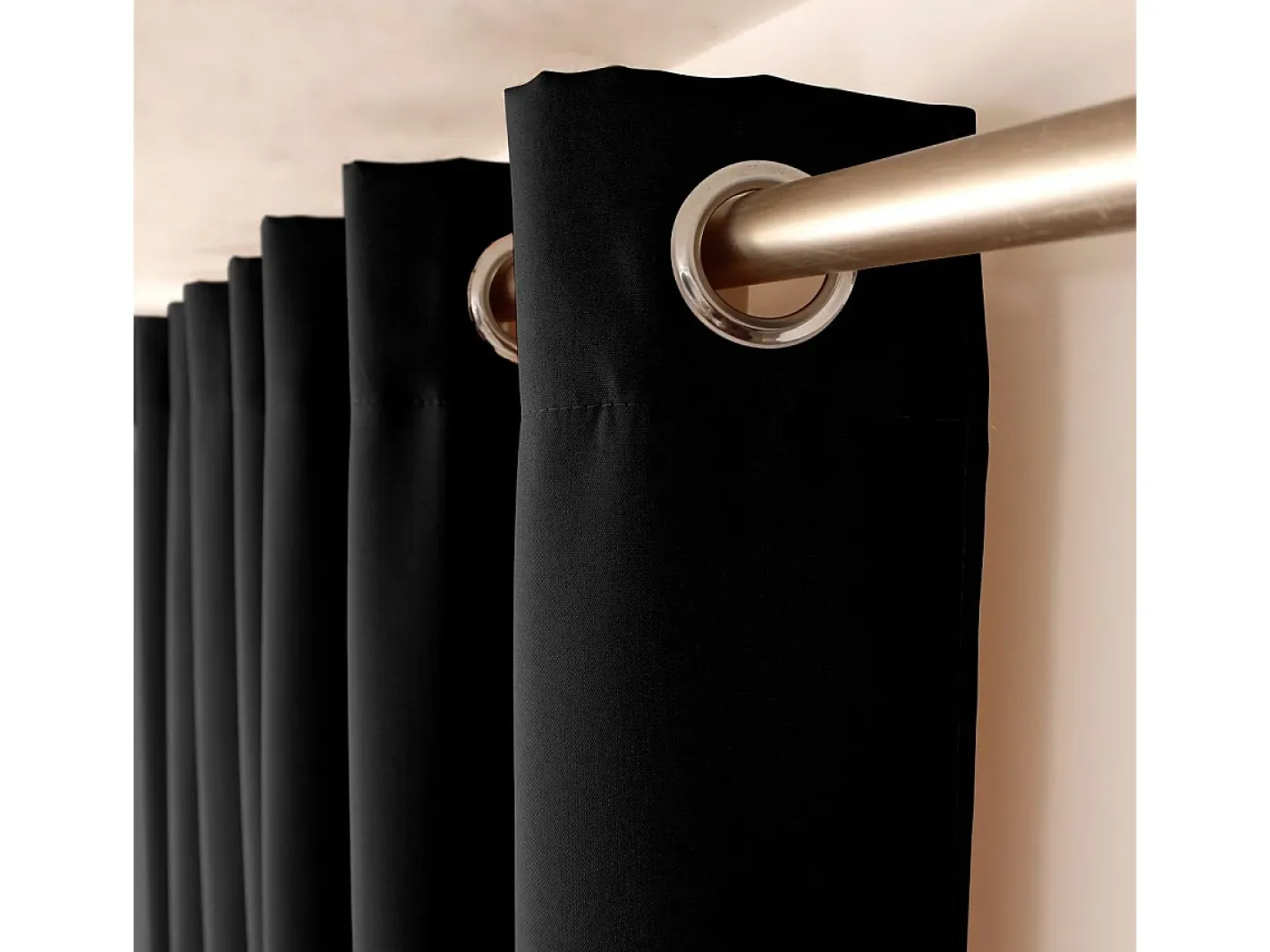 DECOSTAR Ropa De Casa-Cortina unida con ollaos Negro