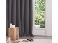 Atmosphera Ropa De Casa-Cortinas Opaco Gris Poliéster 2 Unidades (135 x 240 cm) Gris antracita