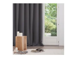 Atmosphera Ropa De Casa-Cortinas Opaco Gris Poliéster 2 Unidades (135 x 240 cm) Gris antracita