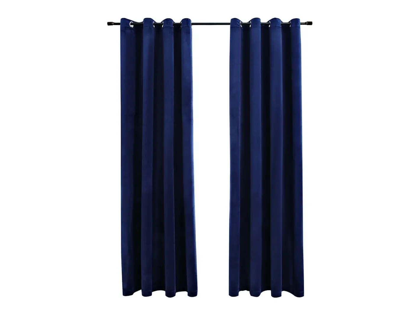 Clearance Cortinas opacas anillas 2 pzas terciopelo oscuro 140x245cm ES573792 Azul