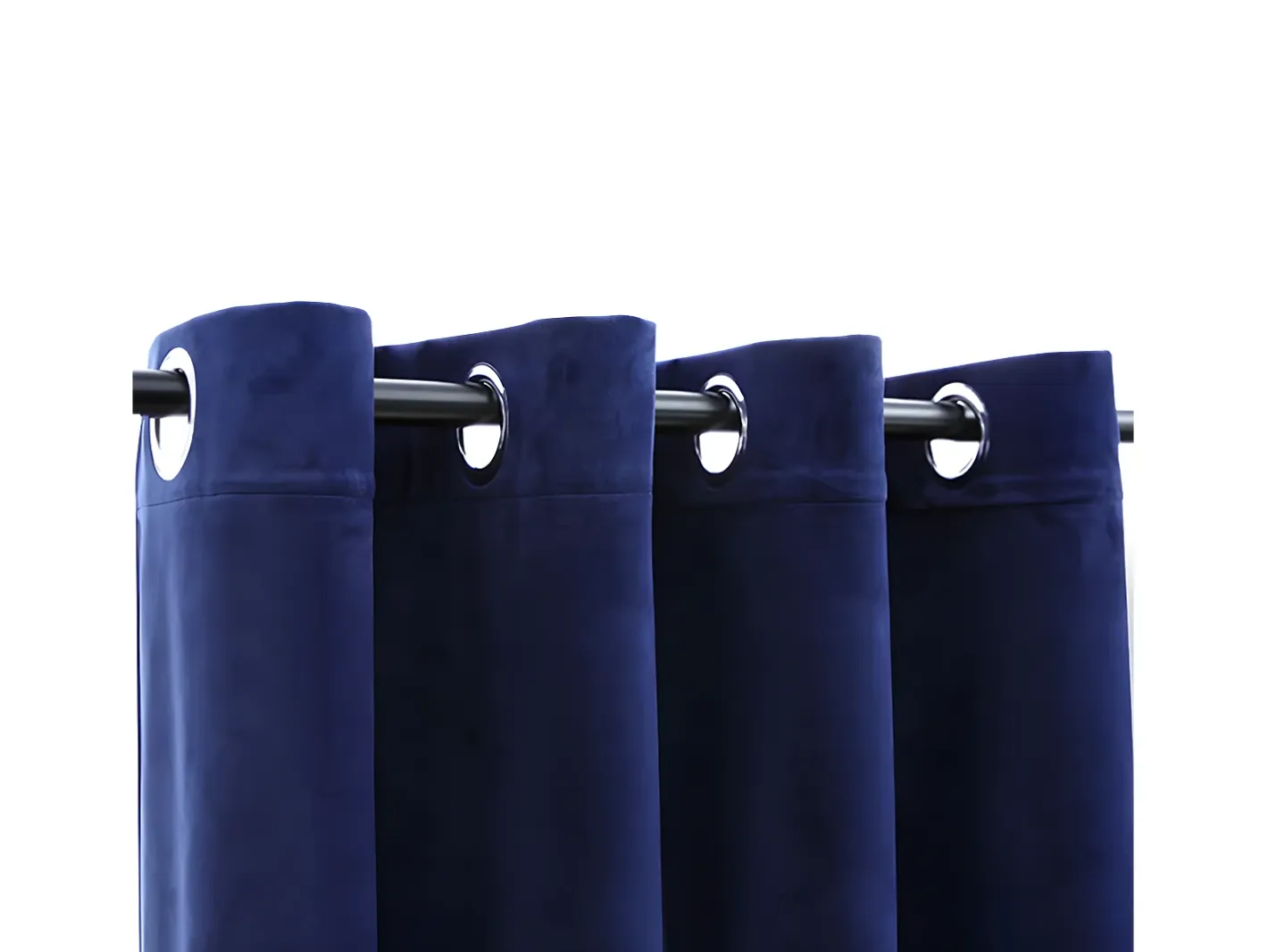 Clearance Cortinas opacas anillas 2 pzas terciopelo oscuro 140x245cm ES573792 Azul