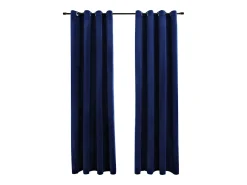 Cortinas opacas anillas 2 pzas terciopelo oscuro 140x225cm ES401023 Azul Hot
