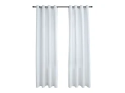 Cortinas opacas anillas de metal 2 pzas crudo 140x225 cm ES932118 Blanco Clearance