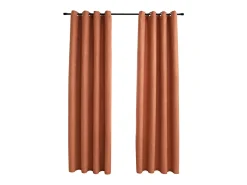 Cortinas opacas anillas de metal 2 pzs color óxido 140x225 cm ES211917 Topo Online