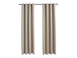 Cortinas opacas con anillas de metal 2 uds 140x225 cm ES679142 Beige Outlet