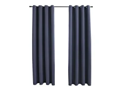 Clearance Cortinas opacas con anillas de metal 2 uds antracita 140x175 cm ES908408 Gris antracita