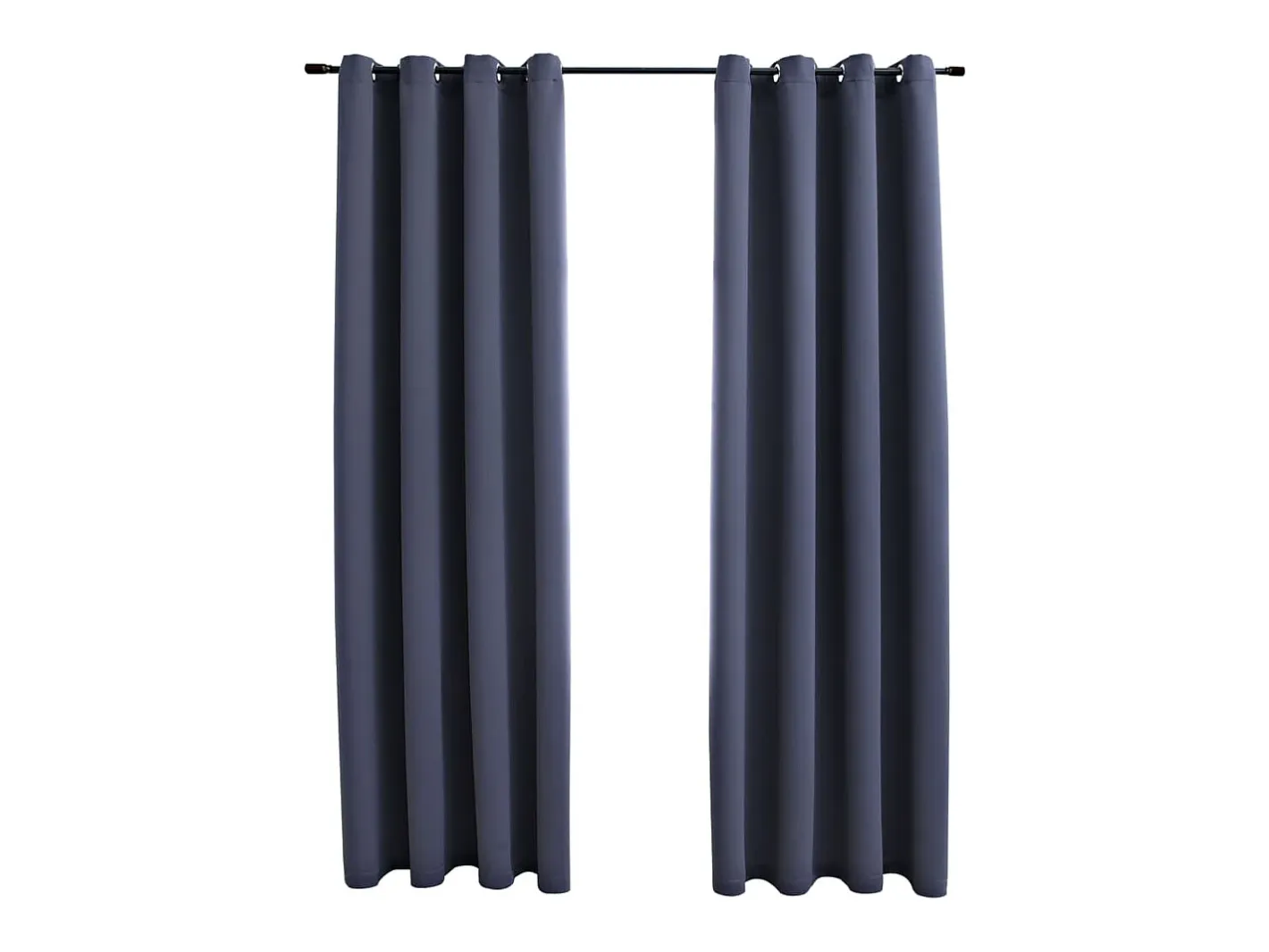 Clearance Cortinas opacas con anillas de metal 2 uds antracita 140x175 cm ES908408 Gris antracita