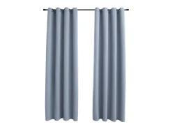 Cortinas opacas con anillas de metal 2 piezas 140x245 cm ES440229 Gris New