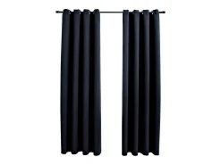 Sale Cortinas opacas con anillas de metal 2 piezas 140x175 cm ES240519 Negro