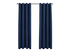 Cortinas opacas con anillas de metal 2 uds 140x175 cm ES444798 Azul New