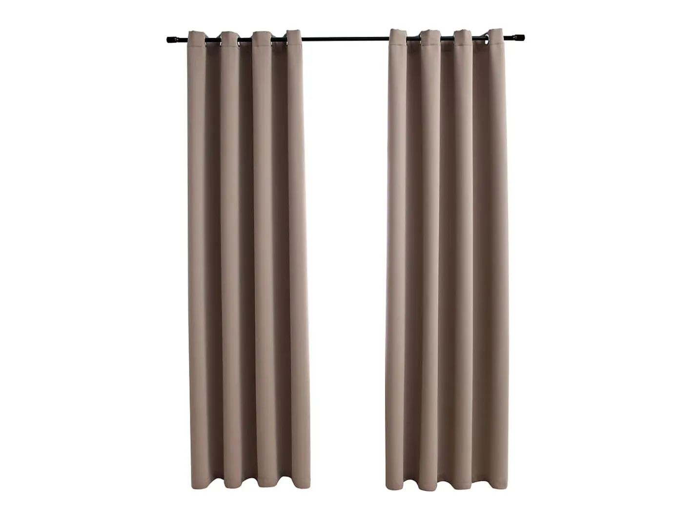Cortinas opacas con anillas de metal 2 pzs gris 140x175 cm ES990182 Topo