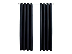 Online Cortinas opacas con anillas de metal 2 piezas 140x245 cm ES287977 Negro