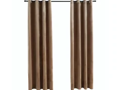 Cortinas opacas con anillas 2 pzas terciopelo 140x245 cm ES639829 Beige Sale