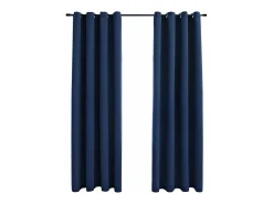 Cortinas opacas con anillas de metal 2 uds 140x245 cm ES108639 Azul Discount