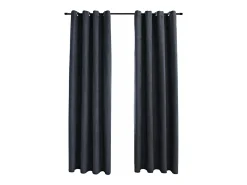 Cortinas opacas con aros de metal 2 piezas antracita 140x245 cm ES568302 Gris antracita