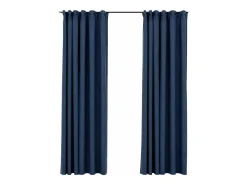 Discount Cortinas opacas con ganchos look de lino 2 pzas 140x225 cm ES885474 Azul