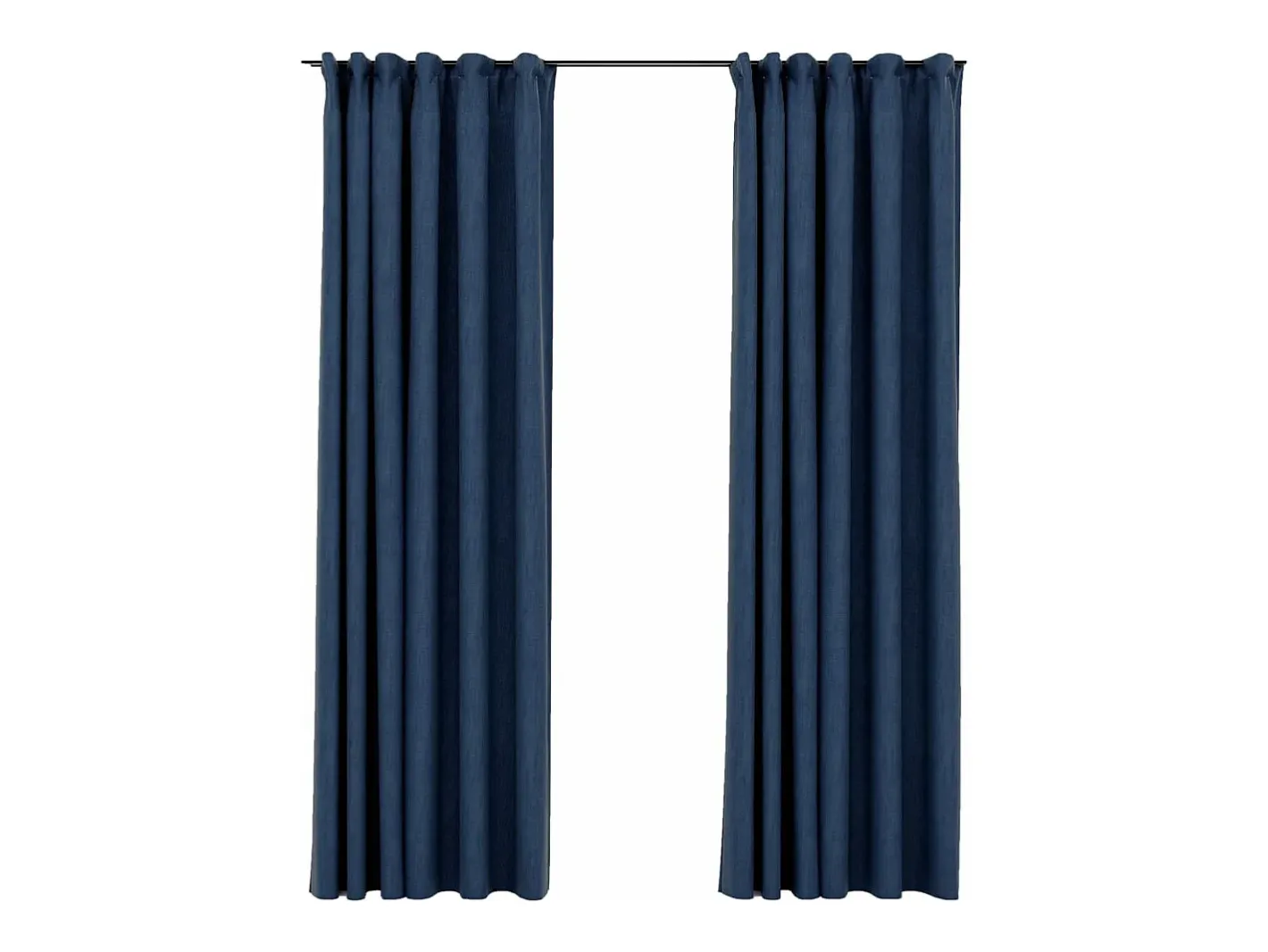 Discount Cortinas opacas con ganchos look de lino 2 pzas 140x225 cm ES885474 Azul