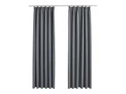 Ropa De Casa-Cortinas opacas con ganchos 2 piezas 140x225 cm ES533965 Gris