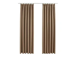 Ropa De Casa-Cortinas opacas con ganchos 2 piezas gris 140x175 cm ES821485 Topo