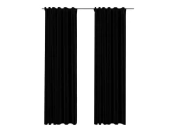 Cortinas opacas con ganchos look de lino 2 pzas 140x245cm ES979975 Negro Online