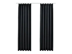 Cortinas opacas con ganchos 2 piezas 140x245 cm ES863527 Negro Online