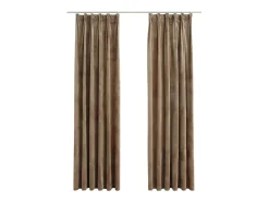Cortinas opacas con ganchos 2 uds terciopelo 140x245 cm ES506460 Beige Outlet