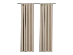 Hot Cortinas opacas con ganchos look de lino 2 pzas 140x245cm ES121491 Beige