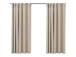 Cortinas opacas con ganchos look de lino 2 pzas 140x175cm ES560305 Beige